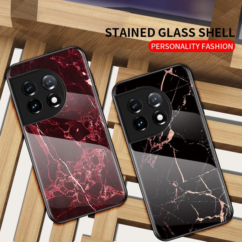 For OnePlus 11 Case Luxury Marble Grain Hard Tempered Glass Protective Back Cover Case For OnePlus 10 Pro 10T OnePlus11 shell