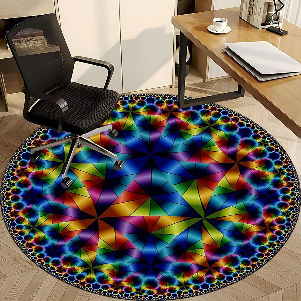 1pc Kaleidoscope Pattern Chair Carpet for Office Non-Slip, Machine Washable Rug for Office, Room - Holiday Decor, Machine Made Yy251016116