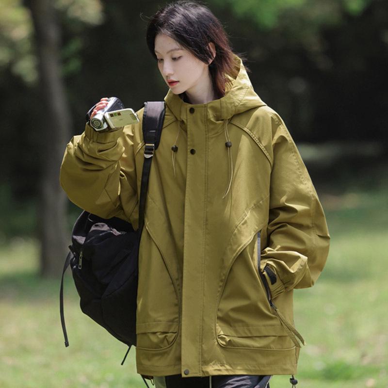 

Men s Windproof Waterproof Hooded Jacket: Spring & Autumn Casual Loose Fit for Outdoor Mountaineering M