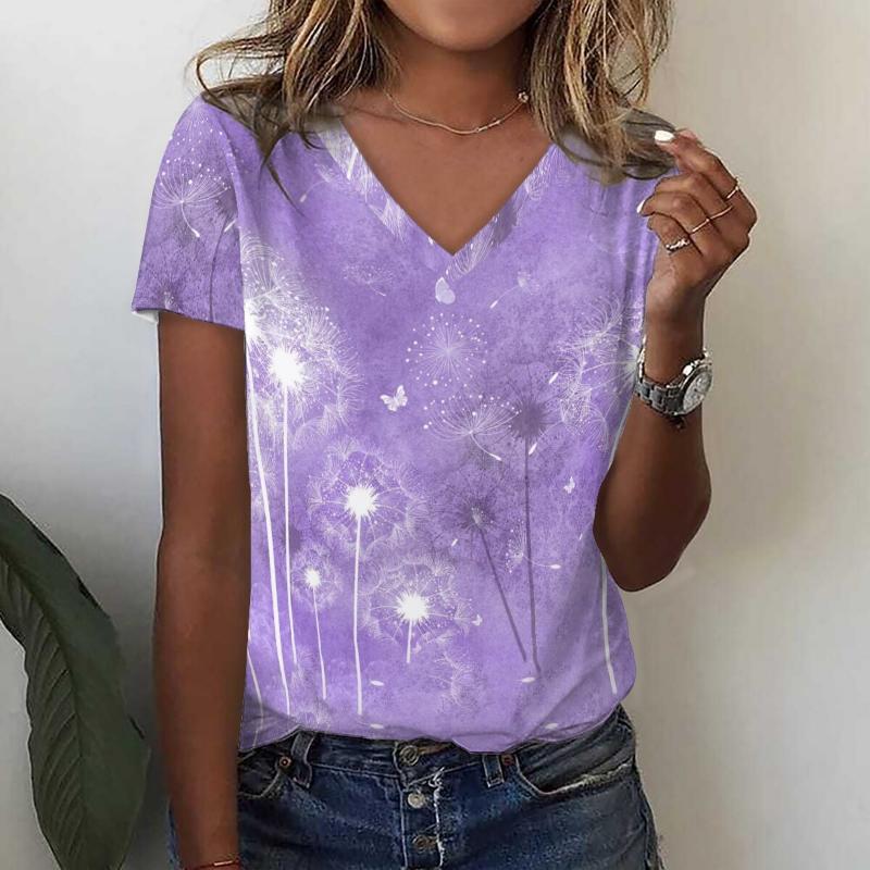 

Футболки с 3D-принтом «Одуванчик», летняя мода, женская уличная одежда, повседневная футболка с V-образным вырезом, футболки Y2k, топ, свободный размер, женская одежда Harajuku 5XL