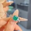 Fashion Light Luxury Temperament Princess Square Diamond Simulation Ruby Ring Retro Cotton Emerald Simple Women'S Ring