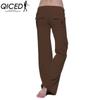 QICED Women's Fashion Casual Solid Color Print Pants & Capris