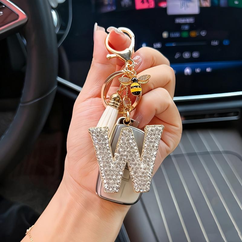 Mode 26 Bokstäver A-Ö Nyckelring Lyxig Elegant Strass Legering Nyckelring Väska Bil Hänge Smycken Tillbehör