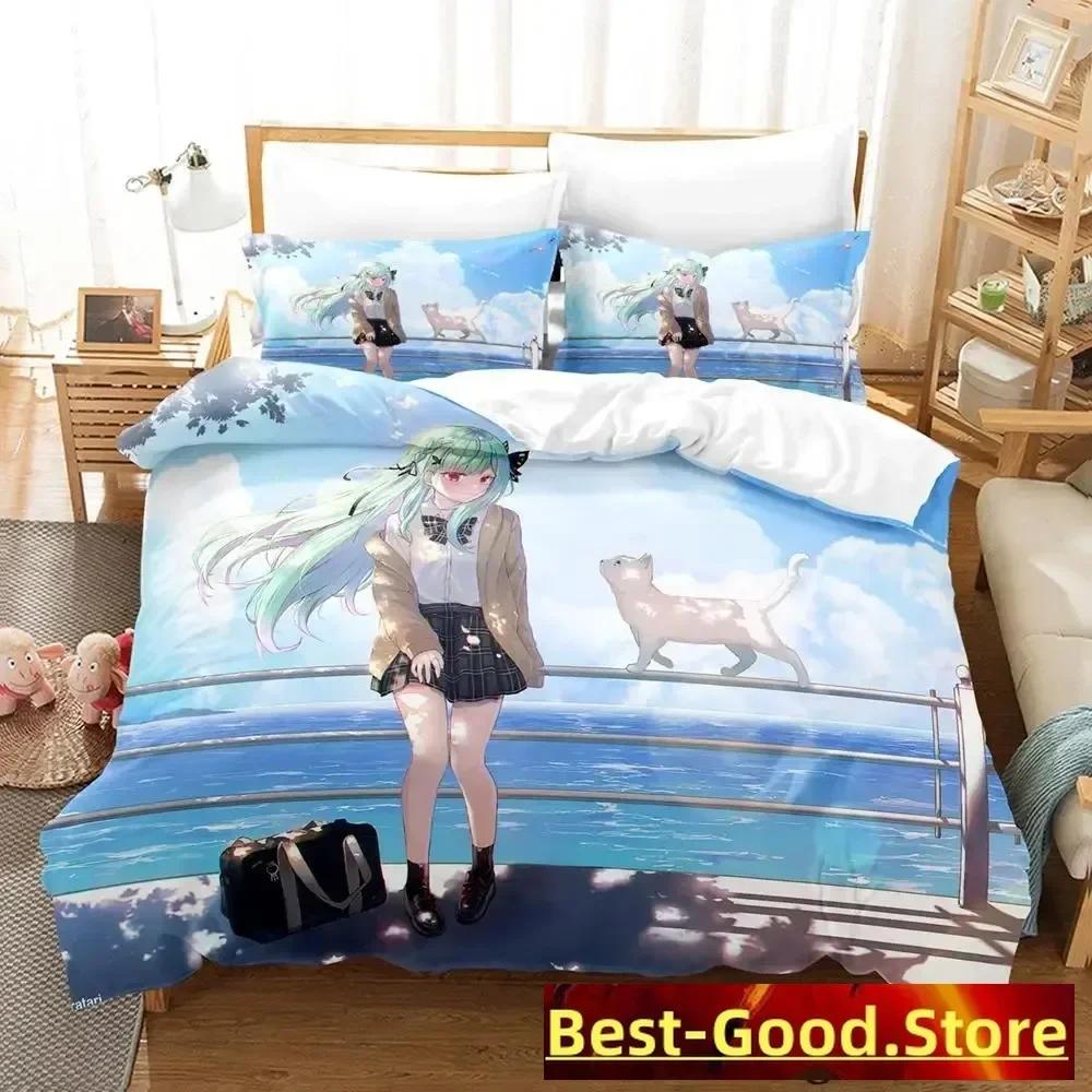 Vtuber Hololive Uruha Rushia Bedding Set Single Twin Full Queen King Size Bed Set Adult Kid Bedroom Duvetcover Sets Anime