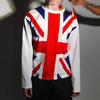 Top oversize con stampa a girocollo e maniche lunghe con bandiera nazionale Y2K, stile retrò hip-hop trendy.