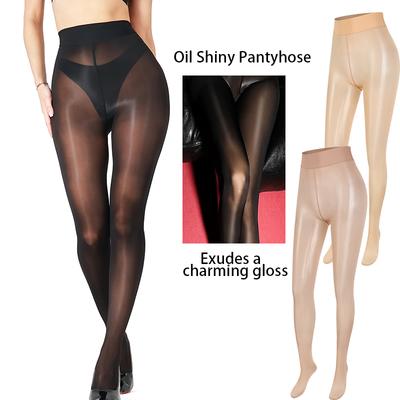 Colanți Scânteietori cu Talie Înaltă pentru Femei Pantaloni Modelatori Uleioși Ultra Strălucitori Colanți Transparenți Șosete Uleioase Strălucitoare Sexy cu Bumb Closed