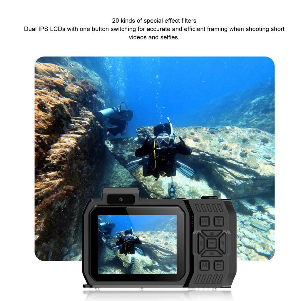 Underwater Camera 10x Optical Zoom 2500mAh 4K 65MP Autofocus Waterproof Camera SOS Flashlight 2500mAh Battery for Diving