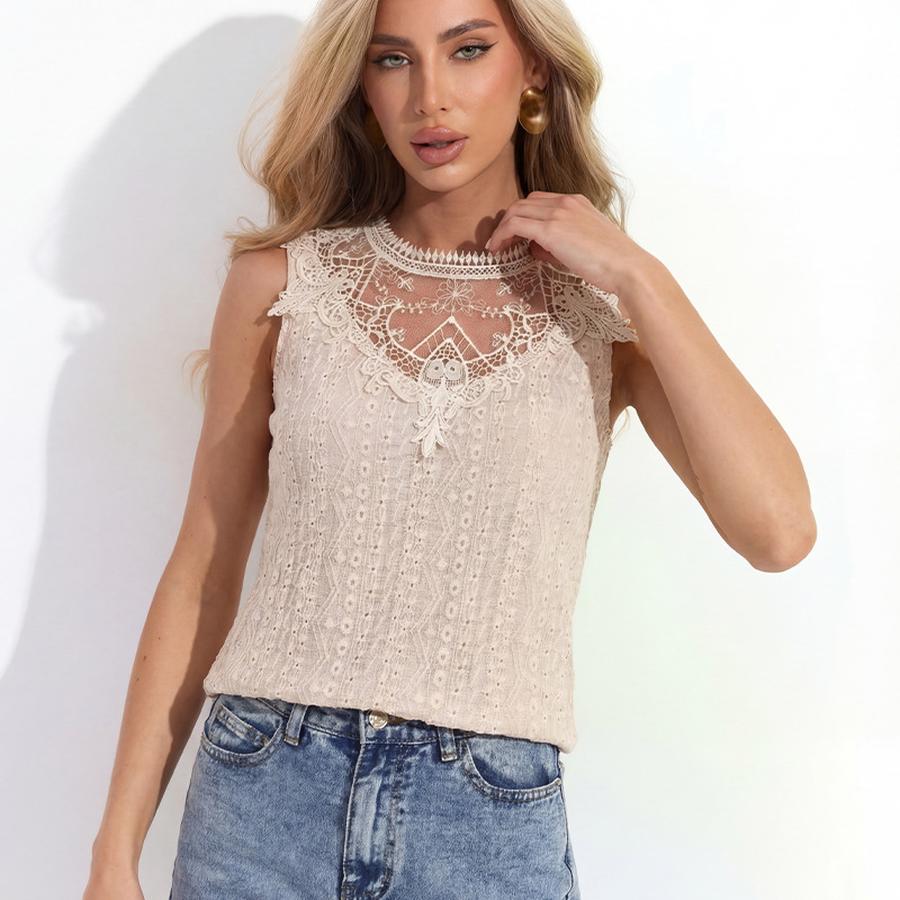Модный Элегантный Кружевной Воротник Пэчворк Маленький Топ-Жилет Без Спины Женский Весна Лето Однотонный Цветочный Ремешок Топ S абрикосовый