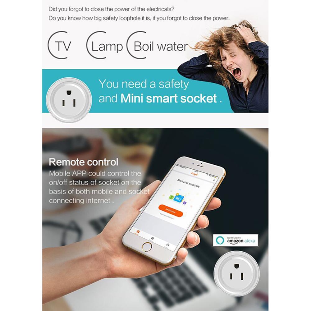 WIFI Smart Socket Mini Outlet Switch Compatible with Alexa Remote Control by Smart Phone (US Specification)