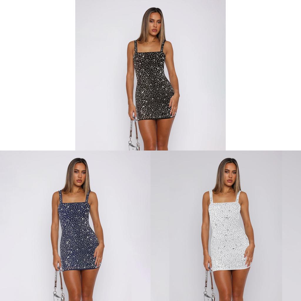 Sexy Strap Dress With Sparkling Rhinestones For Night Out And Clubwear