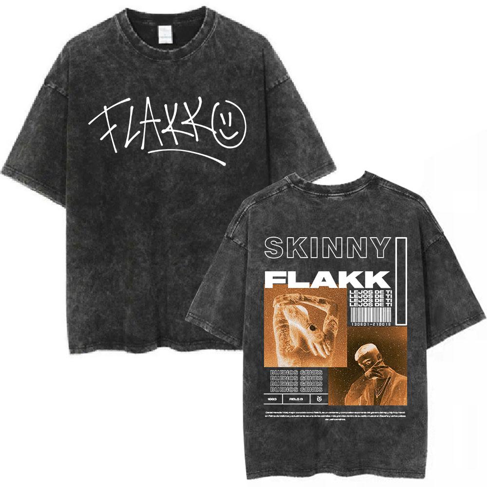 Rapper RELS B Skinny Flakk Tour Vintage Gewaschenes T-Shirt Herren Kleidung Hip Hop Übergroßes Kurzarm-T-Shirt Baumwoll-T-Shirts
