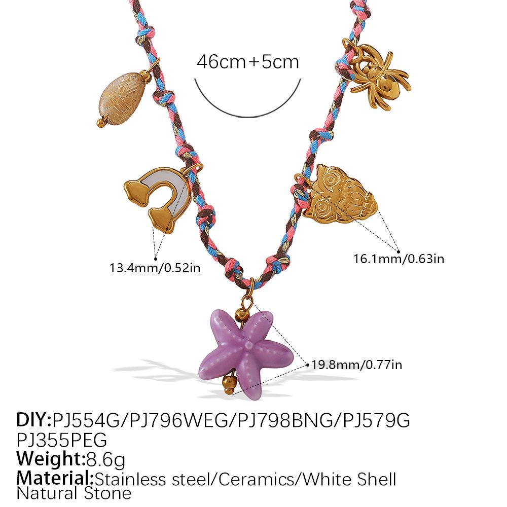 Fashion Creative Simple Color Rope DIY Pendant Bracelet Stainless Steel Gold-plated Love Pendant Necklace Jewelry Women