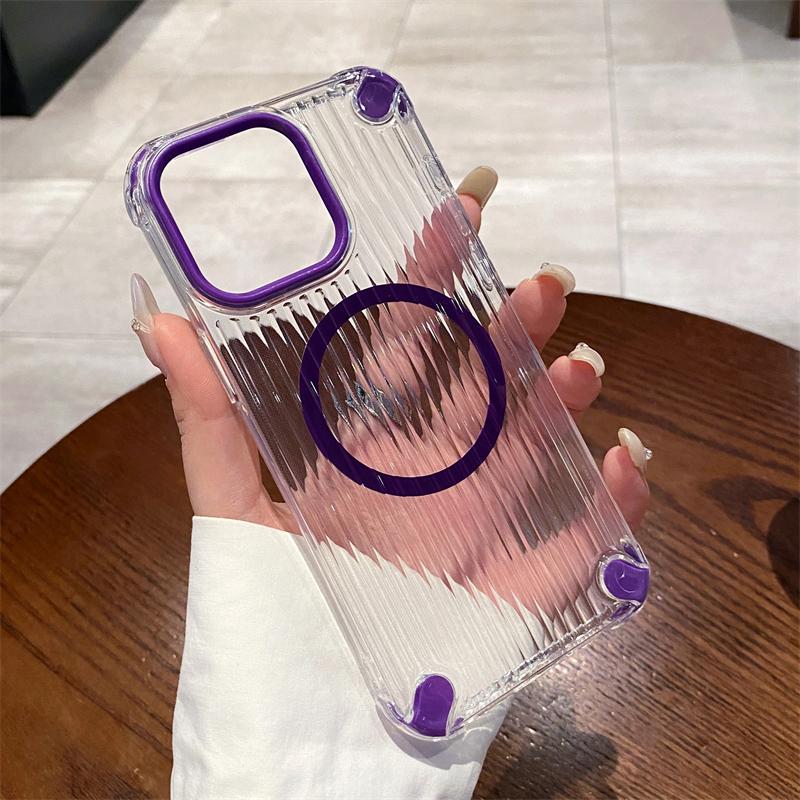 

Прозрачный полосатый мягкий чехол для телефона TPU для iPhone 16 15 14 Plus 13 12 11 Pro Max прозрачный магнитный чехол для беспроводной зарядки Magsafe For iPhone 13