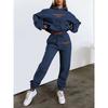 Felpa con cappuccio da donna popolare con stampa di lettere Set casual alla moda in pile