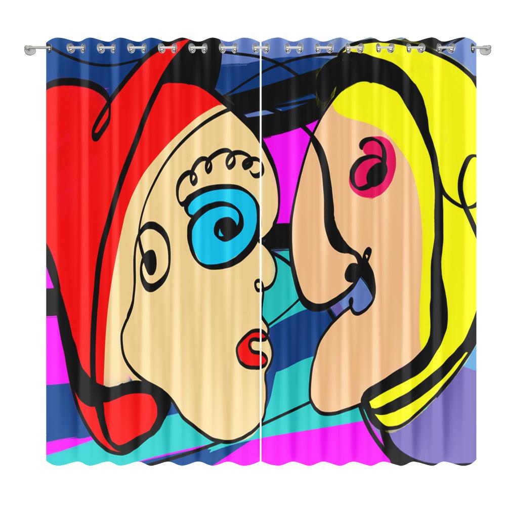 Abstract Curtain Cloth Bedroom Living Room Balcony Blackout Curtain Office Hotel Insulation Curtain