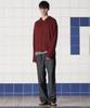 Unalloyed Argyle Elbow Knit Zip-Up Hoodie / Burgundy