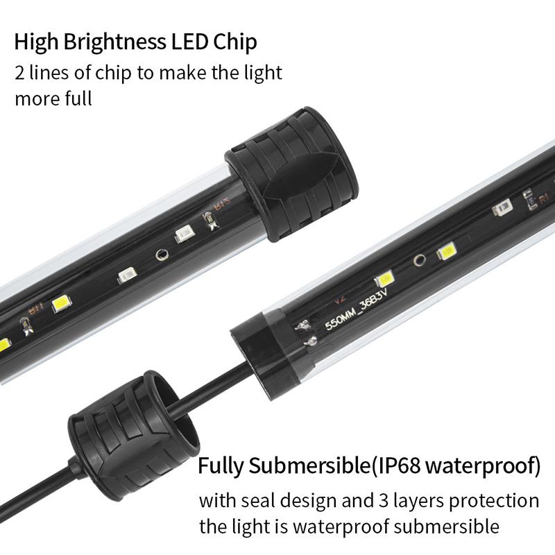1Pc 17-47CM USB Plug Aquarium Light LED Waterproof Fish Tank Light Underwater Lighting Submersible Lamp Plant Grow Lamp 110V