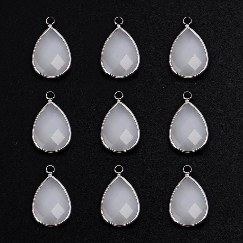 6Pcs Glass Droplet Shape Pendant with Gold Border High Quality Pendant For DIY Necklace Earrings Jewelry Accessories Supplies