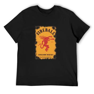 Fireball Zimt-Whisky T-Shirt, Grafik-T-Shirts, Designer-Shirts, individuelle Gestaltungsmöglichkeiten, Rohlinge für Herren, Baumwolle