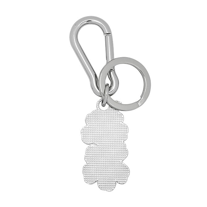 Marimekko Puhallus Unikko I Kioski Key Chain (Black and White) 093606 910. This black and white metal floral logo keychain features a Nordic
