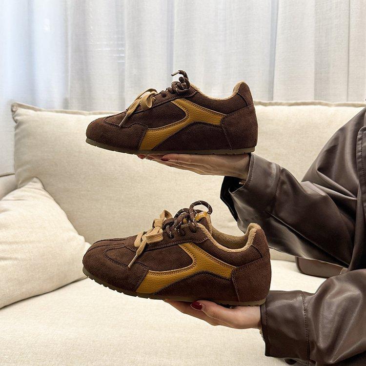 Maillard color German training shoes women's autumn 2025 new retro casual versatile double lace-up fashion casual shoes women