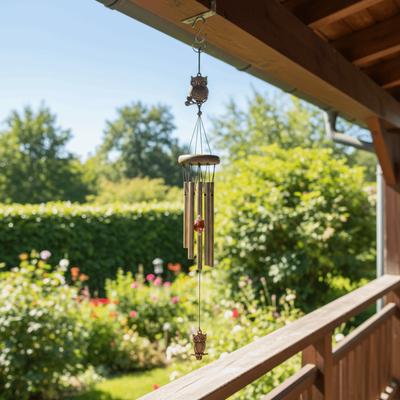 Rustic Style Metal Wind Chimes Butterfly Design Aluminum Pipe Garden Hanging Pendant Soothing Double Fishes Windchime