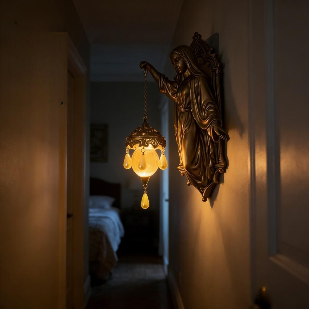 Mermaid Wall Lamp Resin Creative Bedroom Lamp Window Decoration Door Decoration Halloween Home Ocean Style Ornament