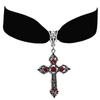 Gotische Rubinkreuz Samt Choker Halskette