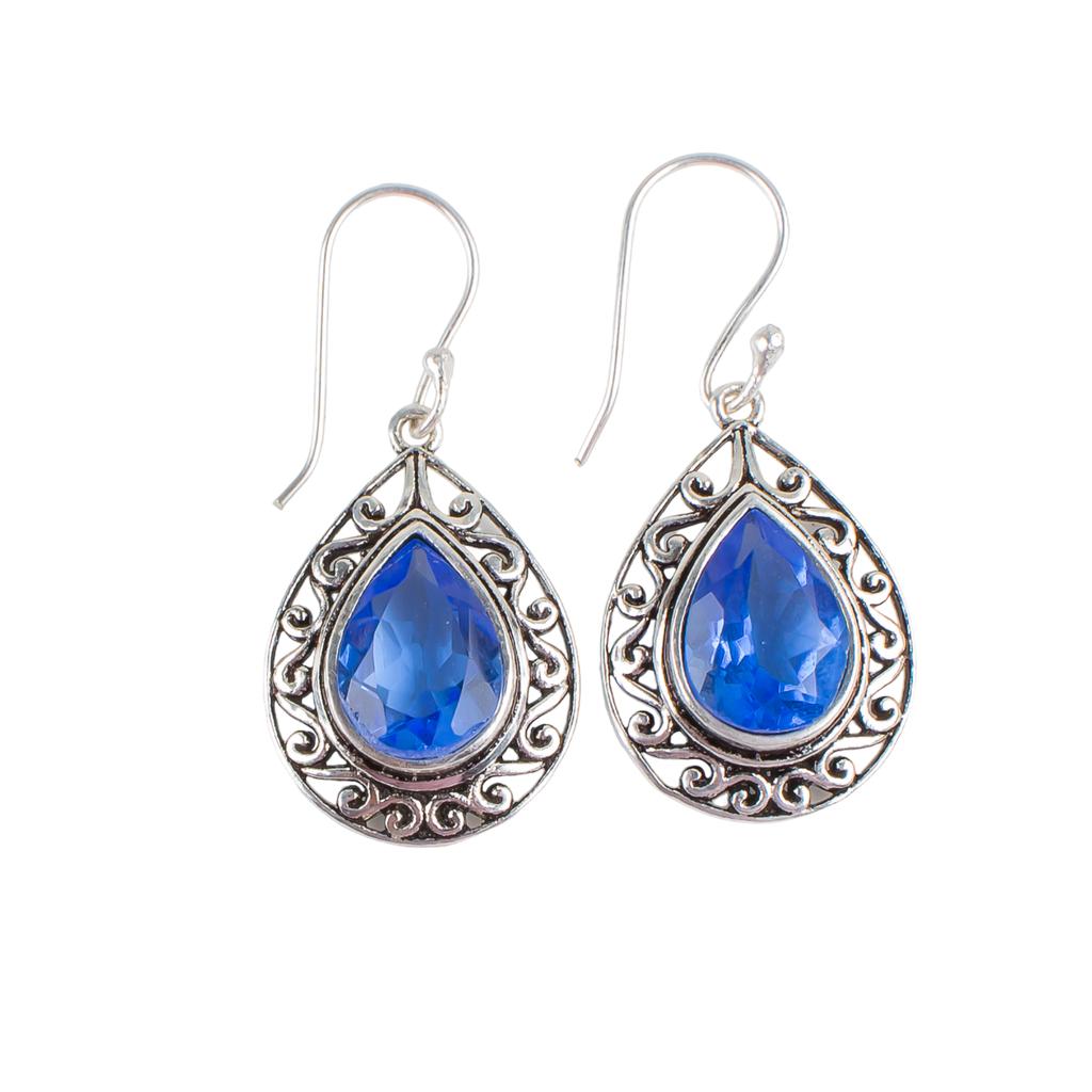 Natural Tanzanite Gemstone 925 Sterling Silver Jewelry Handmade Earrings 1.72" CE-4-6