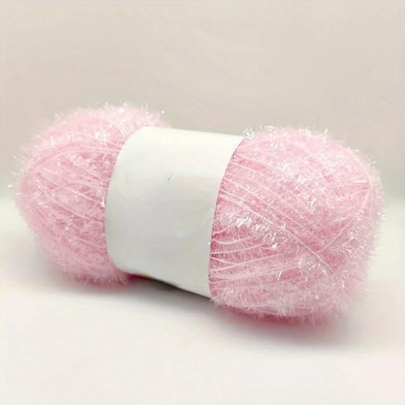 4 Stück buntes Polyester-Wimperngarn-Set - Flauschiges Bastelgarn zum Häkeln, DIY-Handstrickzubehör, Großpackung 400g