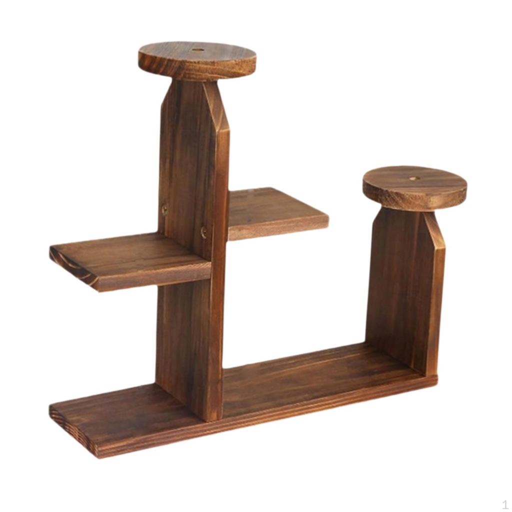 Wielopoziomowy Drewniany Stojak na Kwiaty do Eksponowania Roślin na Podłodze