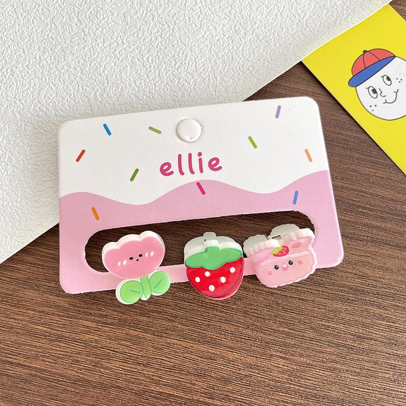 Adorable Mini Acrylic Hair Clip for Girls: Cartoon Bear & Flower Claws for Bangs and Broken Hair