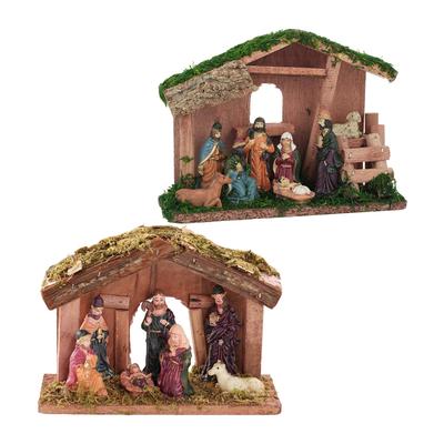 Christmas Nativity Scene Figurines with Stable Home Decor Ornament,Nativity Scenes for Christmas for Bookshelf Housewarming Xmas