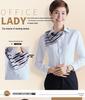 Women's 2025 Long-Sleeved White V-Neck Cotton Shirt - Slim Fit Professional Wear