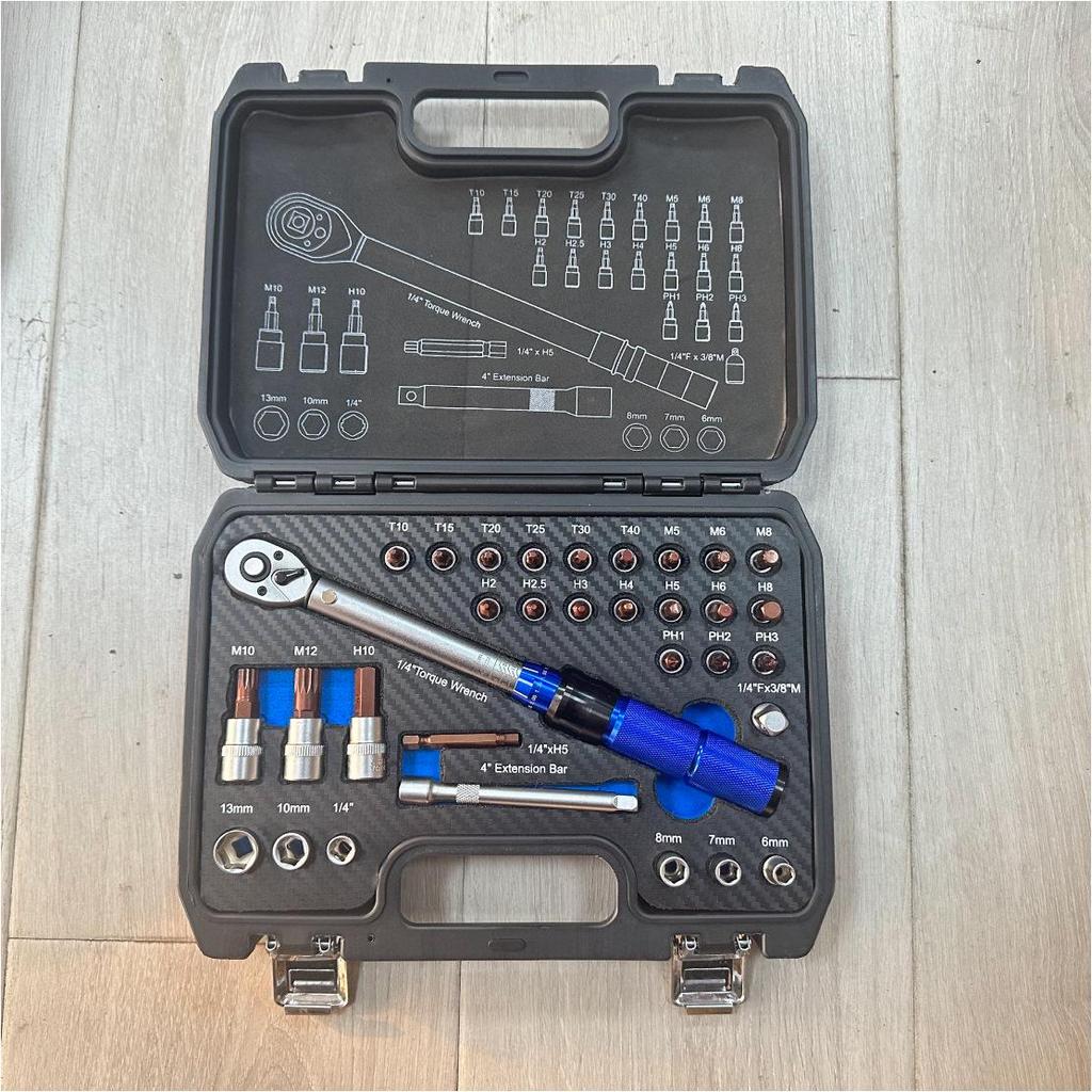 1/4" Adjustable Torque Wrench 5-25NM Preset Quick Release Set