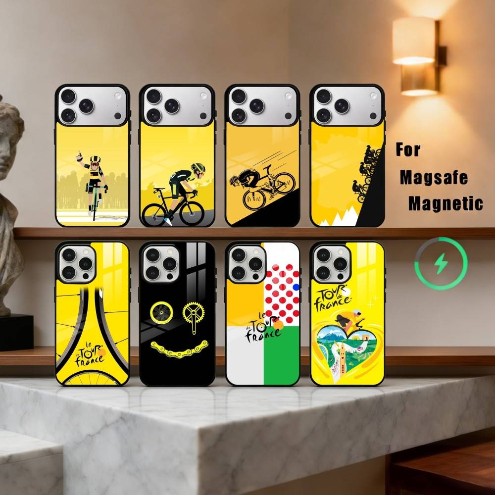 Custodia per Telefono T-Tour De France B-Bike R-Rainbow per iPhone17,16,15,14,13,12,11 Plus,Pro Max Magnetica Per Ricarica Wireless Magsafe