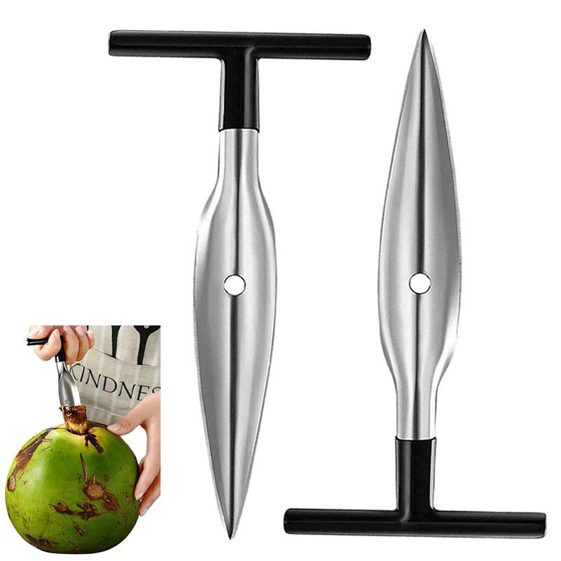 2pcs Coconut Opener Tool Stainless Steel Coco Nut Bottle Opener Safe and Convenient Coco Drill Punch Tool