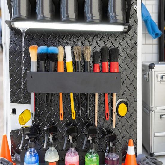 Yousheng Detailing Brush Holder 10 Holes Wall Mount Car Detailing Brush Organizer Heavy Duty Detailing Brush Rack for Garage Workshop Storage