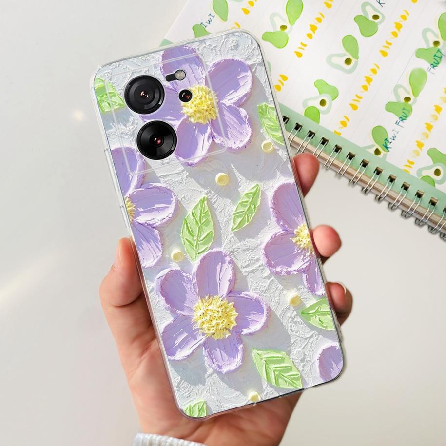 For Xiaomi 13T Pro Case Fashion Flowers Shockproof Soft Silicon Protector Clear Coque For Xiaomi 13T Phone Cases Mi 13TPro Funda