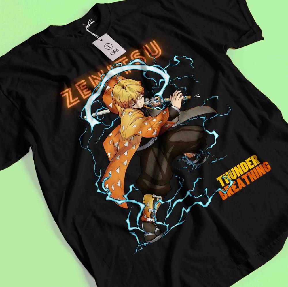

Demon Slayer Shirt Zenitsu Tshirt Tanjiro T-Shirt Muzan Doma Tee Inosuke Nezuko L