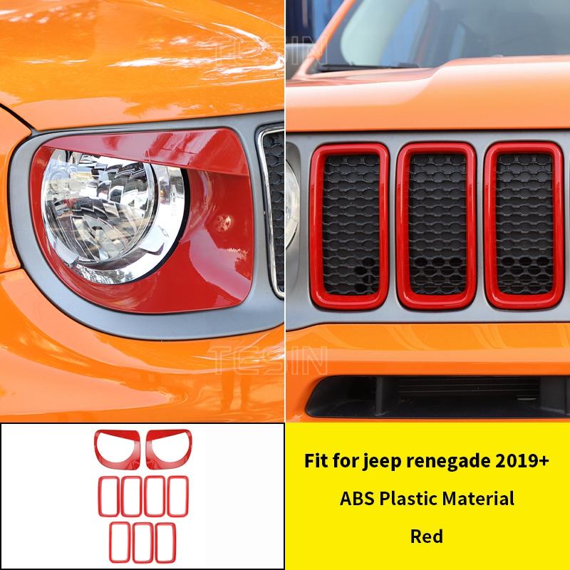 Car Front Grille Headlight Lamp Decoration Cover for Jeep Renegade 2019 2020 2021 2022 2023 2024 Lamp Hoods Exterior Accessories