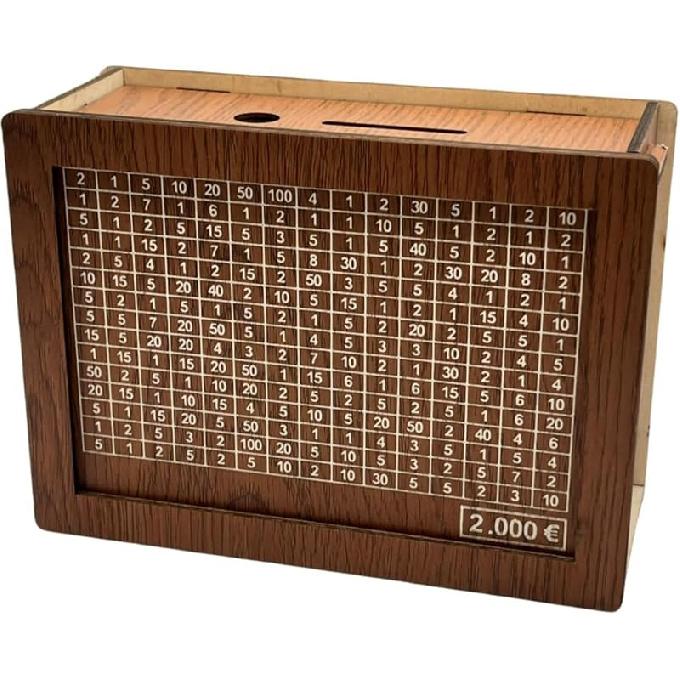 Wooden Money Box with Savings Target and Numbers, Reusable Money Saving Box for Cash, Savings Challenges Box w/Counter Crafts, Portable Storage Case