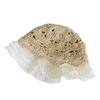 Japanese Hollow Woven Lace Edge Straw Hat Women'S Summer Sweet Versatile Lotus Leaf Edge Bucket Hat Showing Face Small Vacation Pot Hat