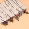 Trendy Gothic Girl Butterfly Heart Necklace with Zircon Pendant