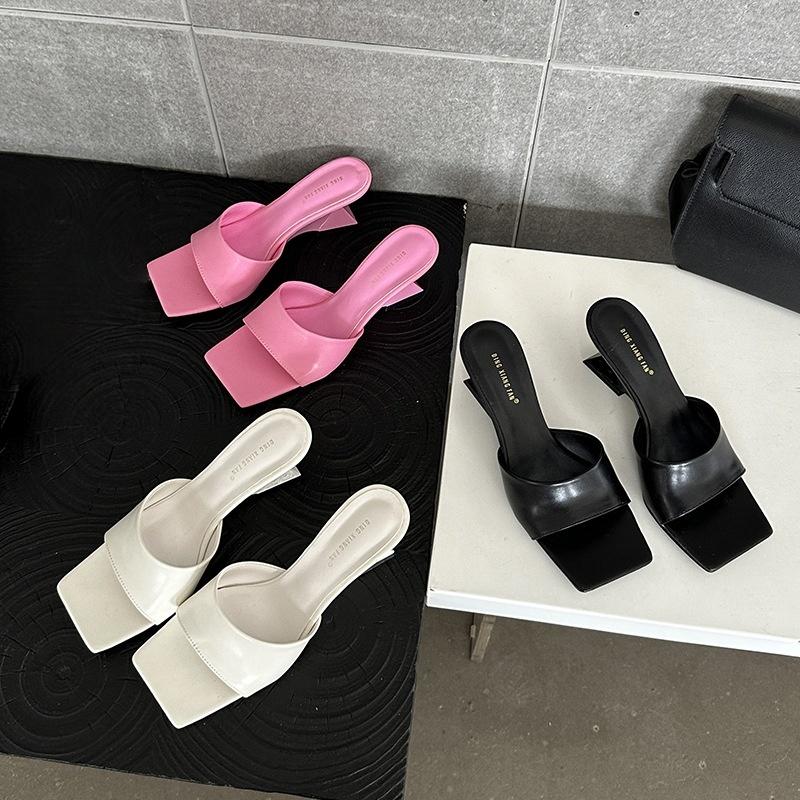 Fashion Summer New Design Concise Wedges Mid Heels Women Shoes 2025 Fashion Square Toe Slippers Party Dress Sexy Comfy Women Sandals