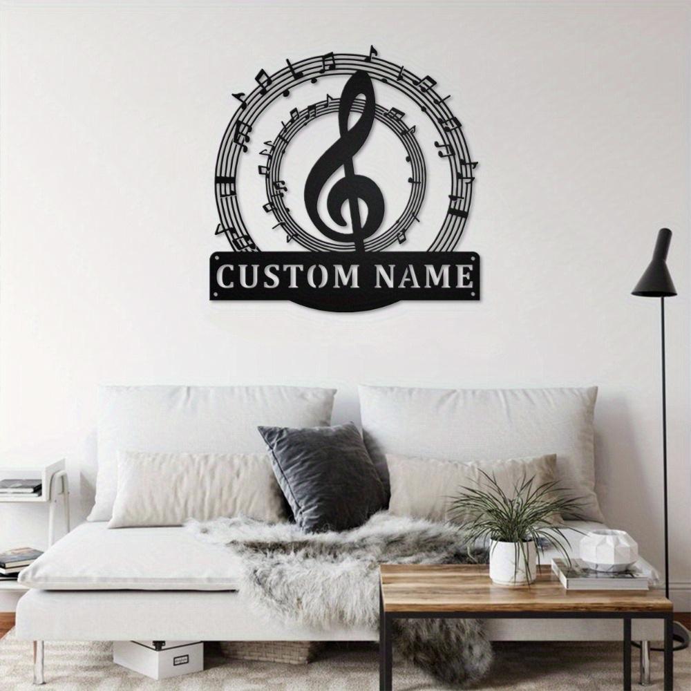 Musical Note Metal Sign Family Name Custom Silhouette Sturdy Wall Decor Home Garden Gift
