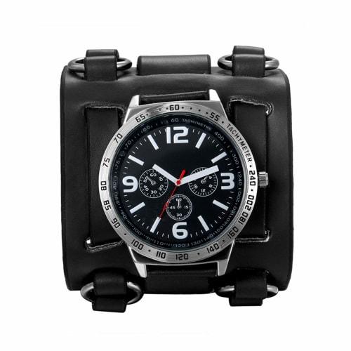 Lancardo Men's Bracelet Watch, 3ATM Water Resistant, Leather Band, Quartz Movement, Fashion, Casual, Business, Preset (Black)