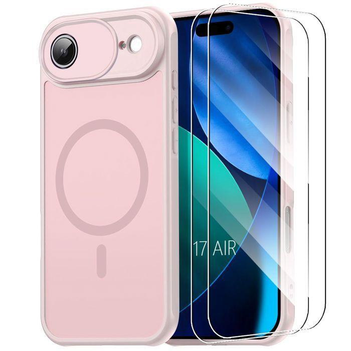 Coque de Protection - BOOLING - pour iPhone Air - avec Cercle Magnétique - Rose - 2 Verres Trempés