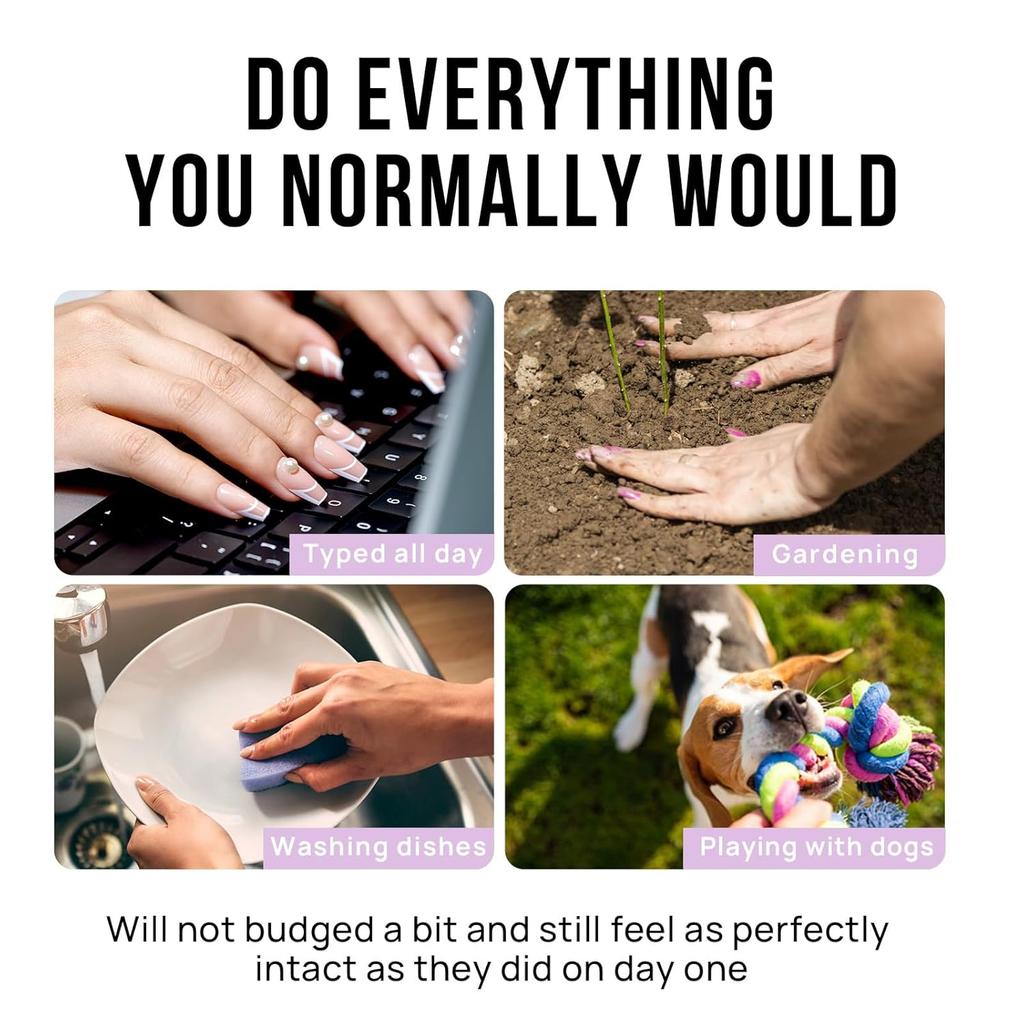 24pcs Gradient Color False Nail Mid-length Full Cover Reusable Fake Nail Press On With Jelly Glue Nail Accessories for Girl Lady