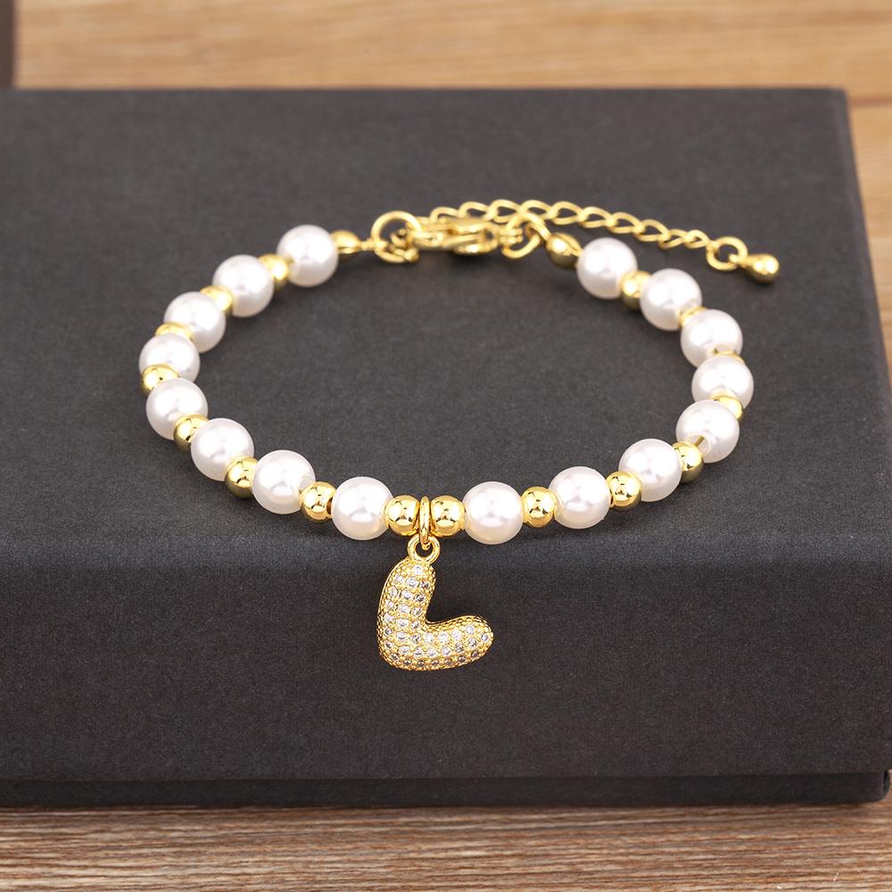 

Nidin New Fashion Heart Shape Hand Bracelets 3 Styles For Women Birthday Party Pearl Beads Copper Jewelry Accessories Chic Gift